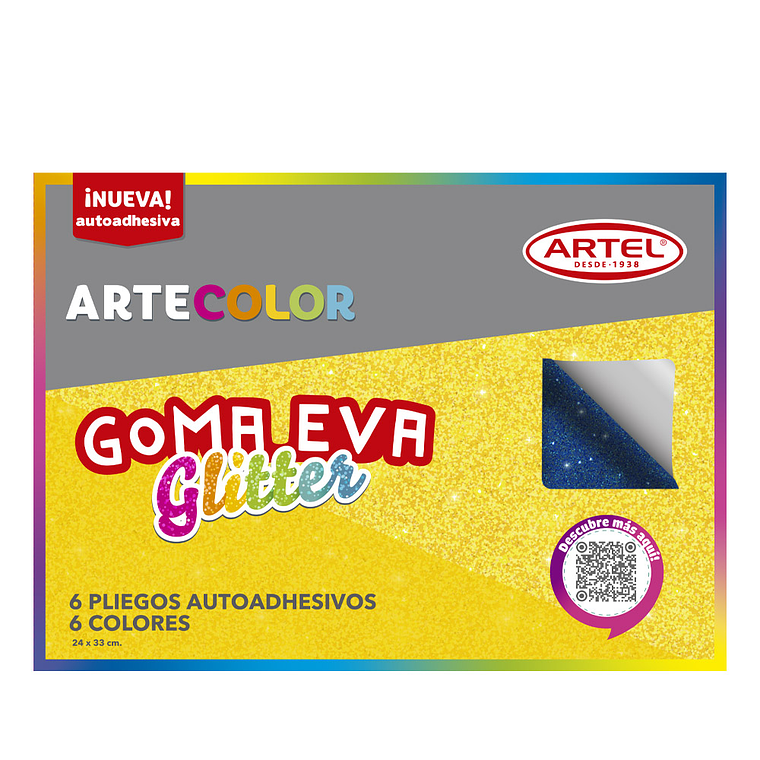 Estuche Artecolor Goma Eva Glitter C/Adhesivo 1