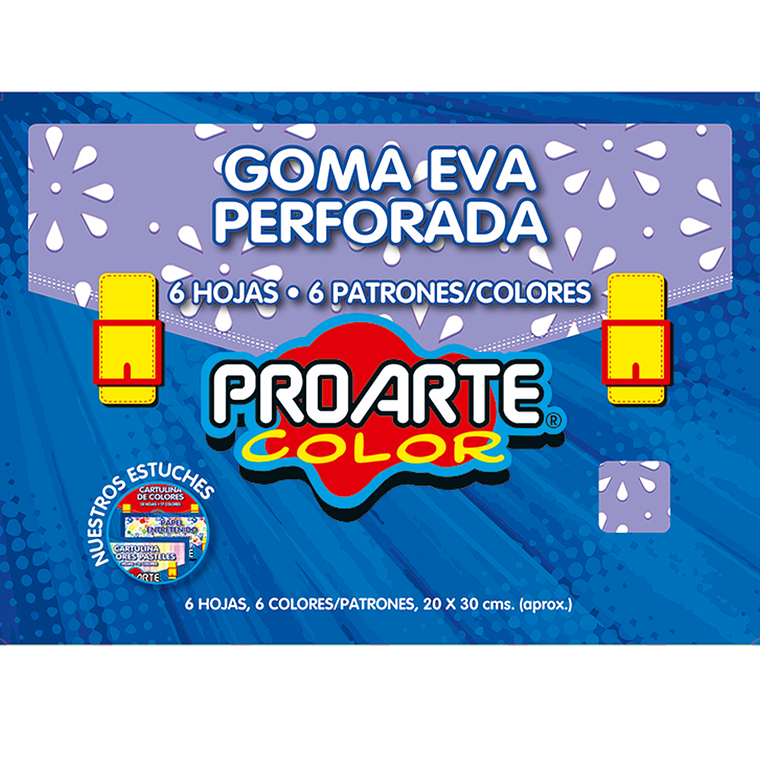 Estuche Goma Eva Perforada 6Col 6 Patrones 20X30Cm Proarte 1