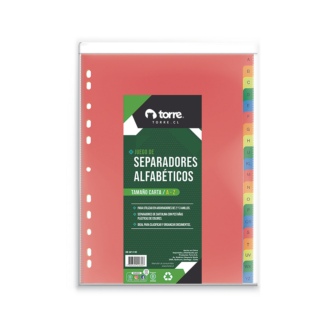 Separador Carta Cartulina Az Torre 1