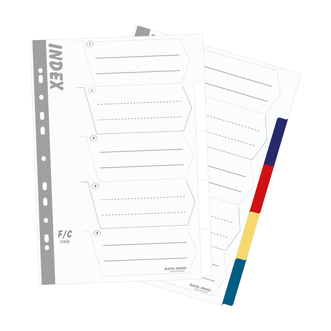 Separador Oficio 5U Index Data-Zone Plastico Blanco 1