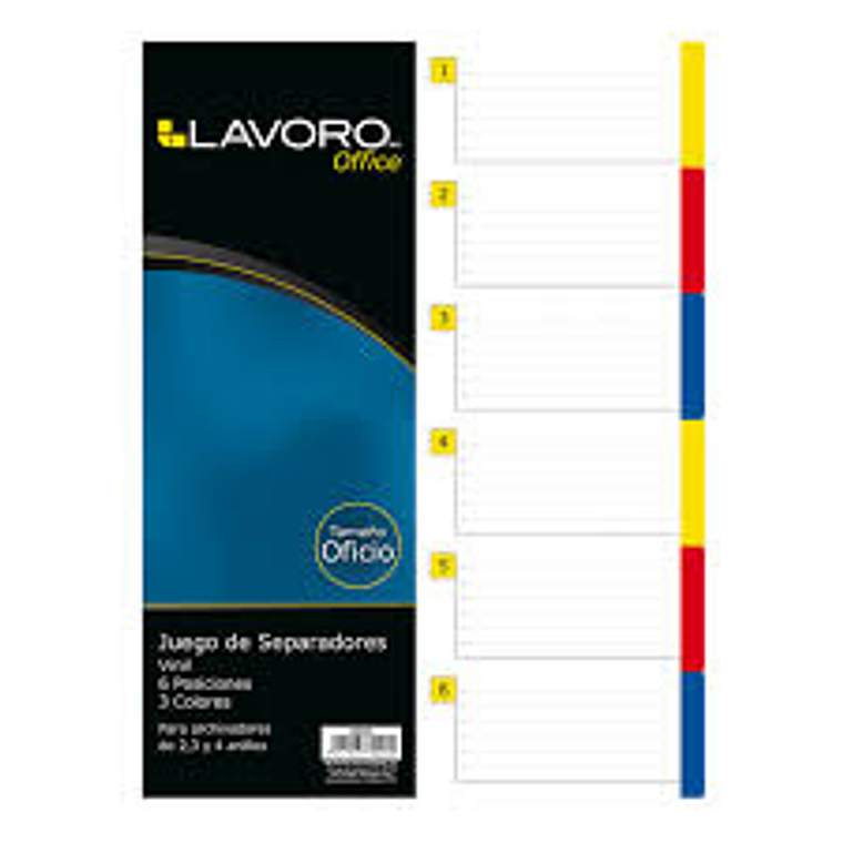 Separador Oficio 6Div Pp Color Lavoro 1
