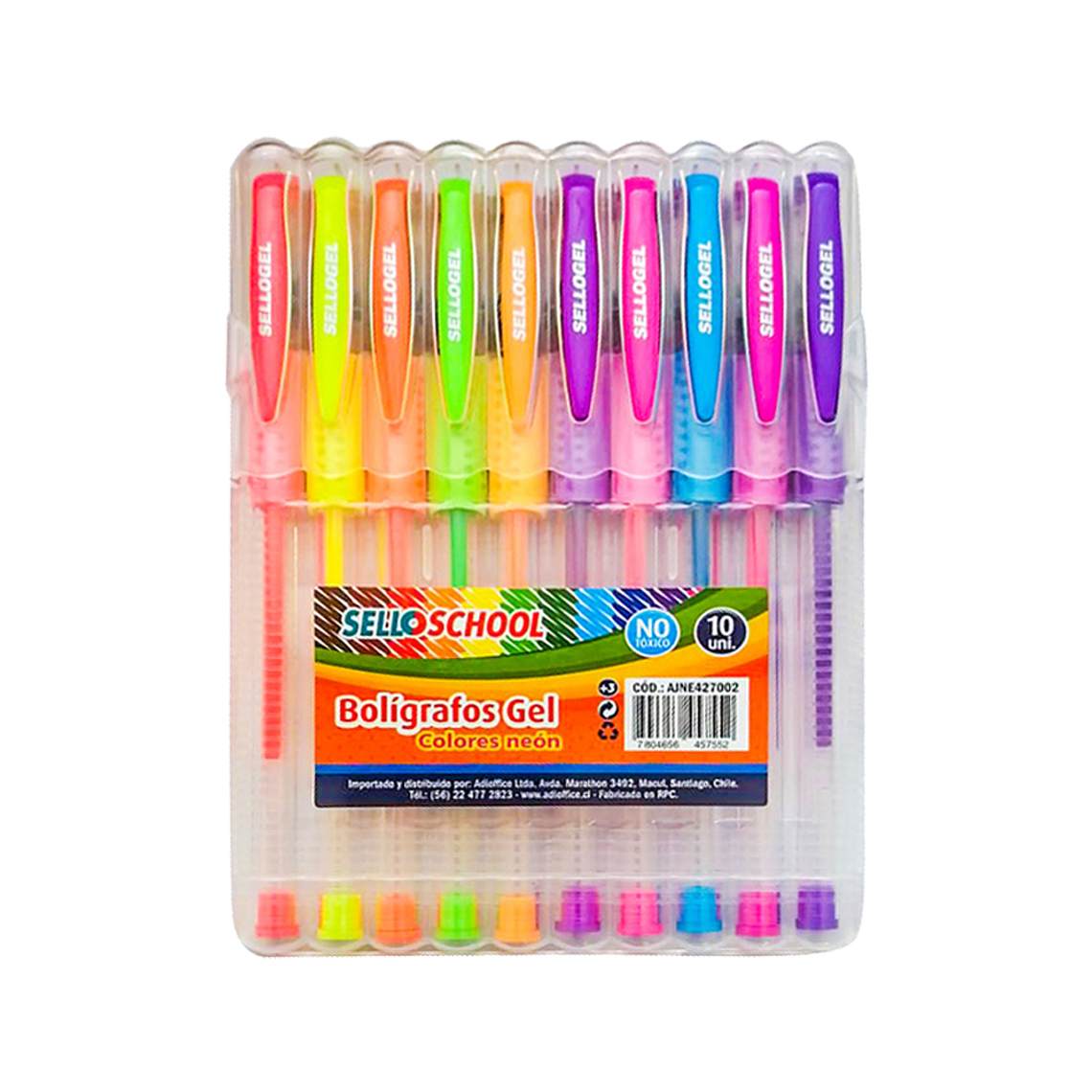Set Boligrafos Sellogel 10 Unidades Colores Neon 1