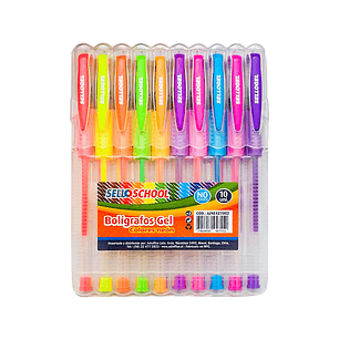 Set Boligrafos Sellogel 10 Unidades Colores Neon
