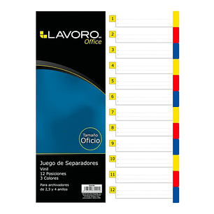 Separador Oficio Vinil 12 Divisiones Lavoro
