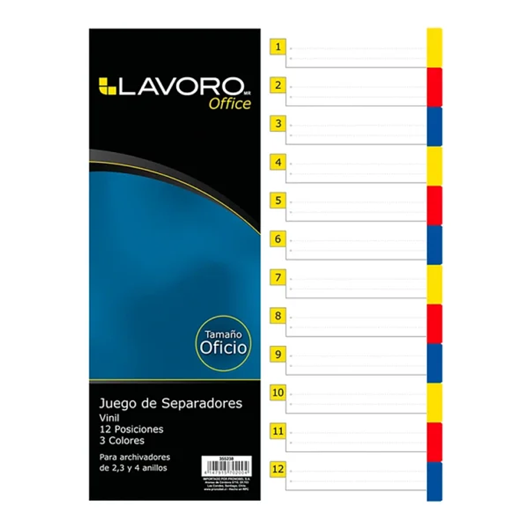 Separador Oficio Vinil 12 Divisiones Lavoro 1