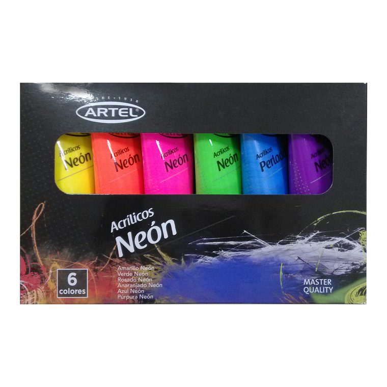 Set Pint.Acrilica Fluor/Neon 6 Col X 22 Artel 1