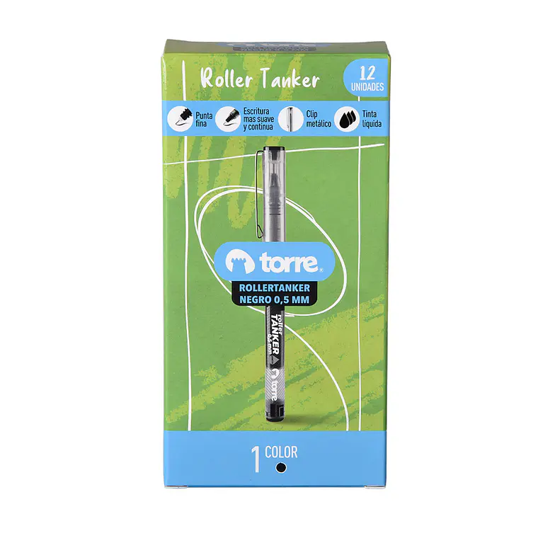 Rollertanker Gel 0.5 Negro Torre 1