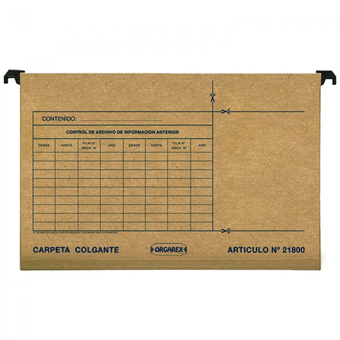 Carpeta Colgante Barra Plastica Orgarex 1