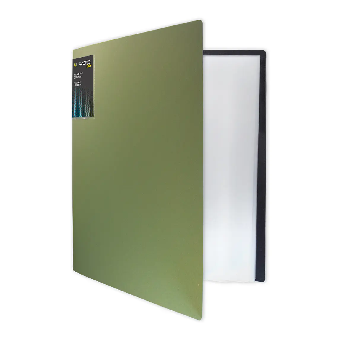 Carpeta Con Fundas Oficio 20 Fundas Verde Metalico Lavoro 1
