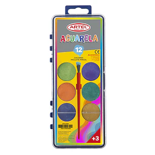Acuarela Escolar Artel Caja 12 Colores Unidad