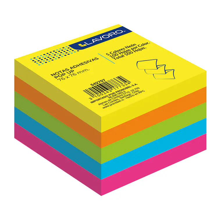 Pack 5 Notas 76X76 100H Pop Up 5Col Neon Lavoro 1