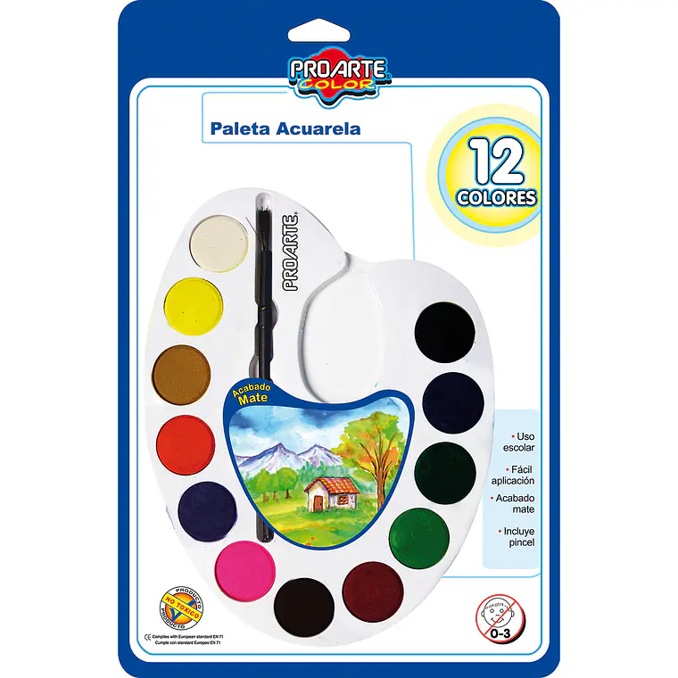 Paleta Acuarela Proarte 12 Colores 1