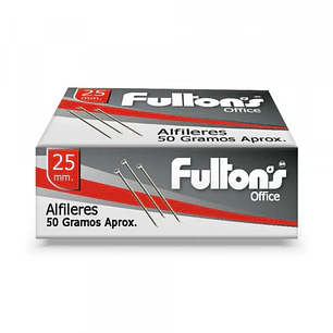 Alfiler Metalico 25Mm Cromado Cja 28Grs Fultons