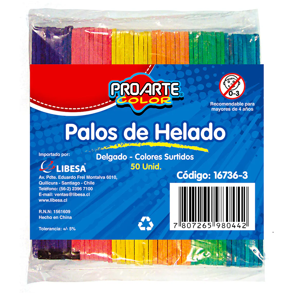 Palos  De Helados Proarte Color Delgado B/50Un 1