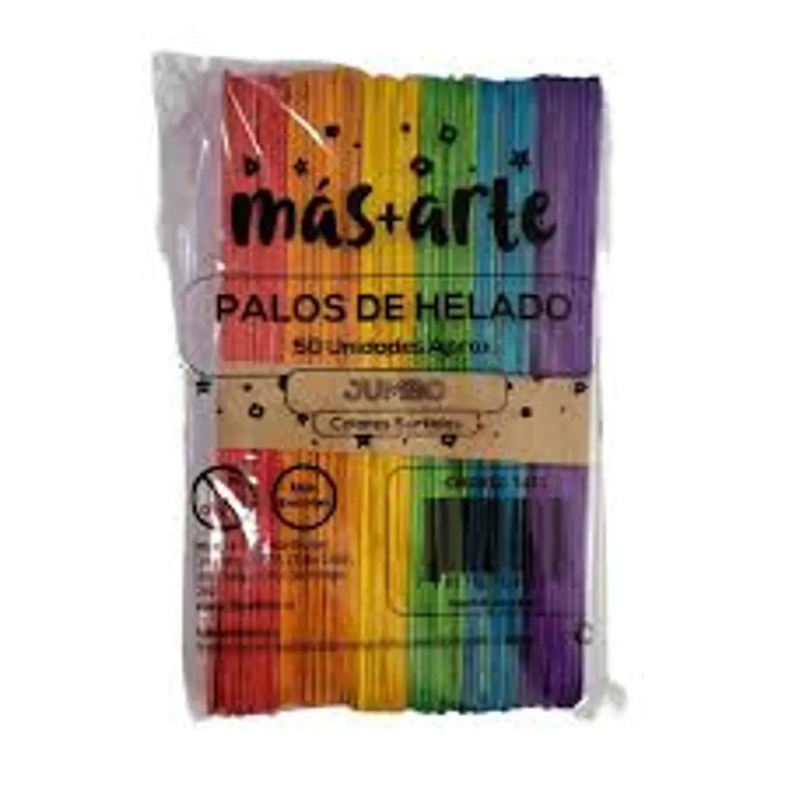 Palos De Helado Mas + Arte Colores Jumbo 50 Un 1