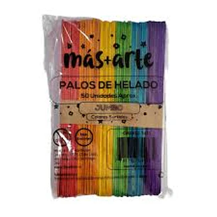 Palos De Helado Mas + Arte Colores Jumbo 50 Un