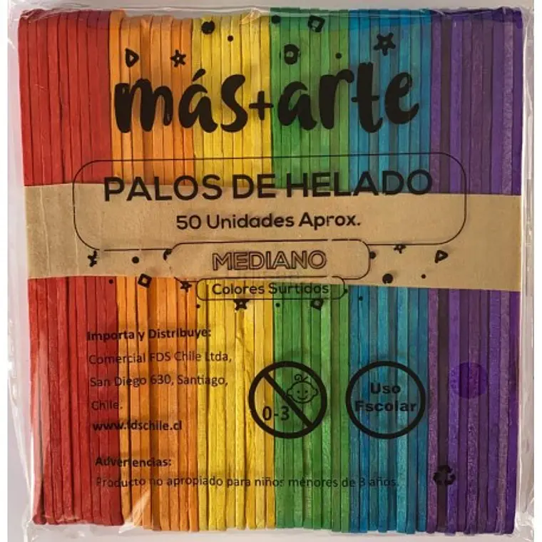 Palos De Helados Mix De Colores Delagados Mas+Arte 1