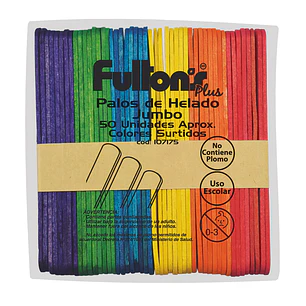 Palos De Helado Col Surt Jumbo 50 Uni Fultons