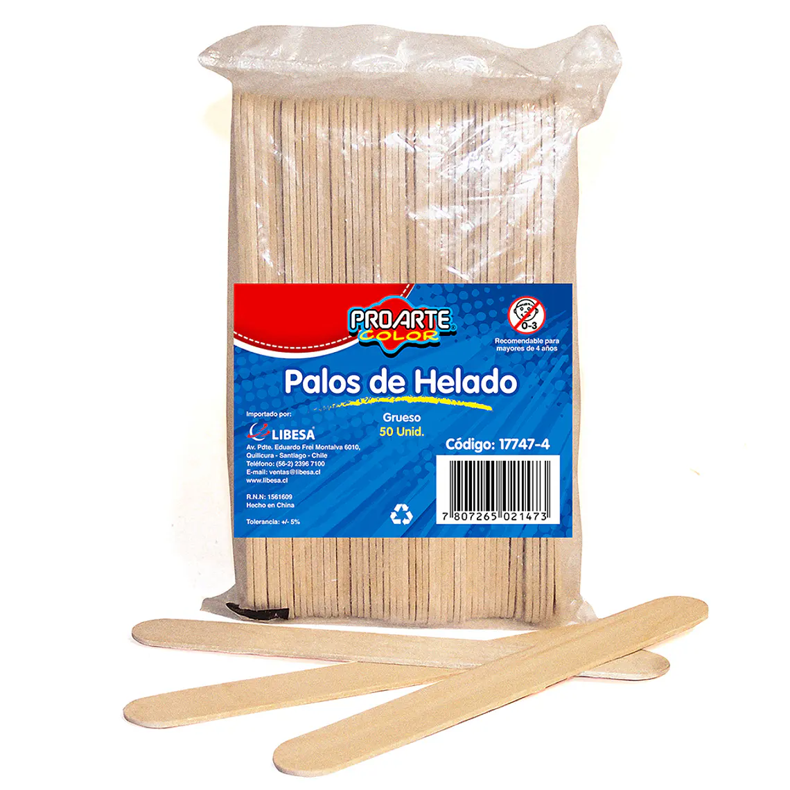Palos De Helados Proarte Madera Grueso B/50Uni 1