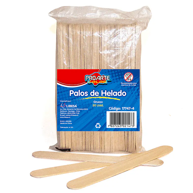 Palos De Helados Proarte Madera Grueso B/50Uni 1