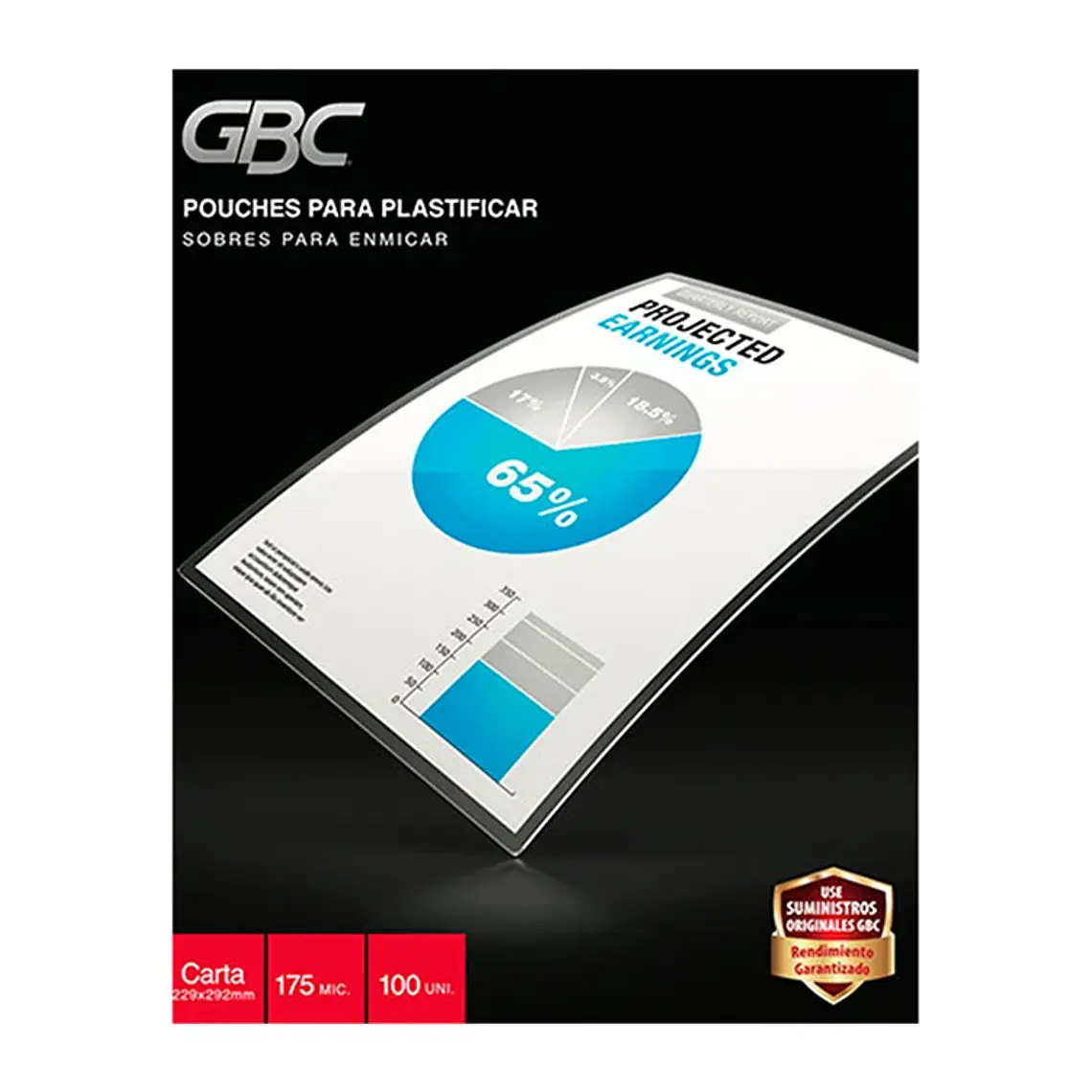 Caja Pouche Gbc Jumbo 7Mil -175 Mic- -80X115 Mm- 100 Un. 1