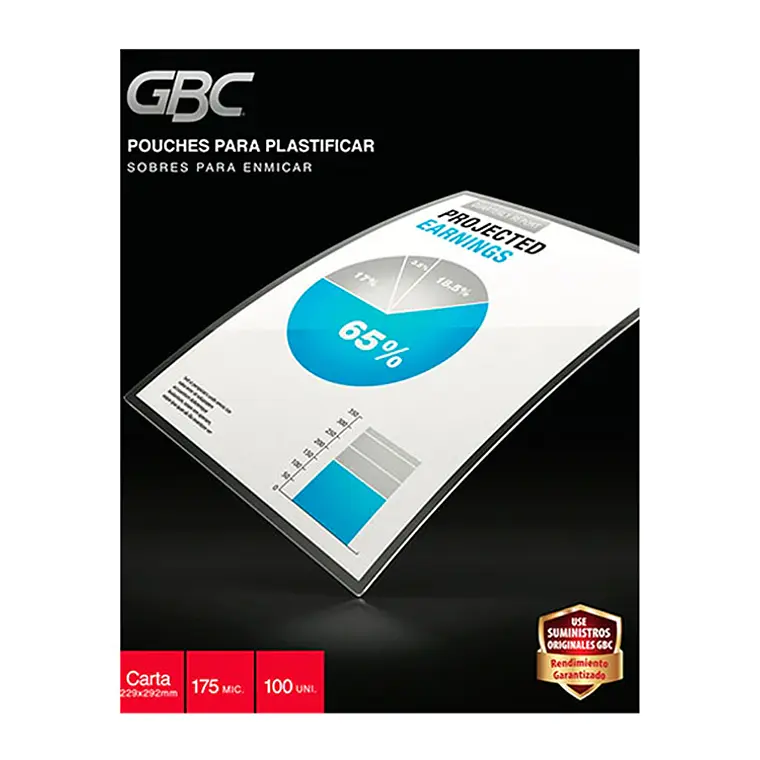 Caja Pouche Gbc Jumbo 7Mil -175 Mic- -80X115 Mm- 100 Un. 1