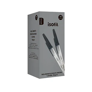 Boligrafo Isofit 1,0Mm Punta Media Negro Caja 50 Uni