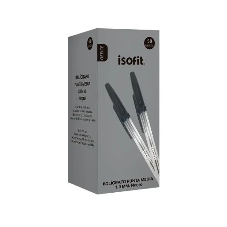 Boligrafo Isofit 1,0Mm Punta Media Negro Caja 50 Uni 1