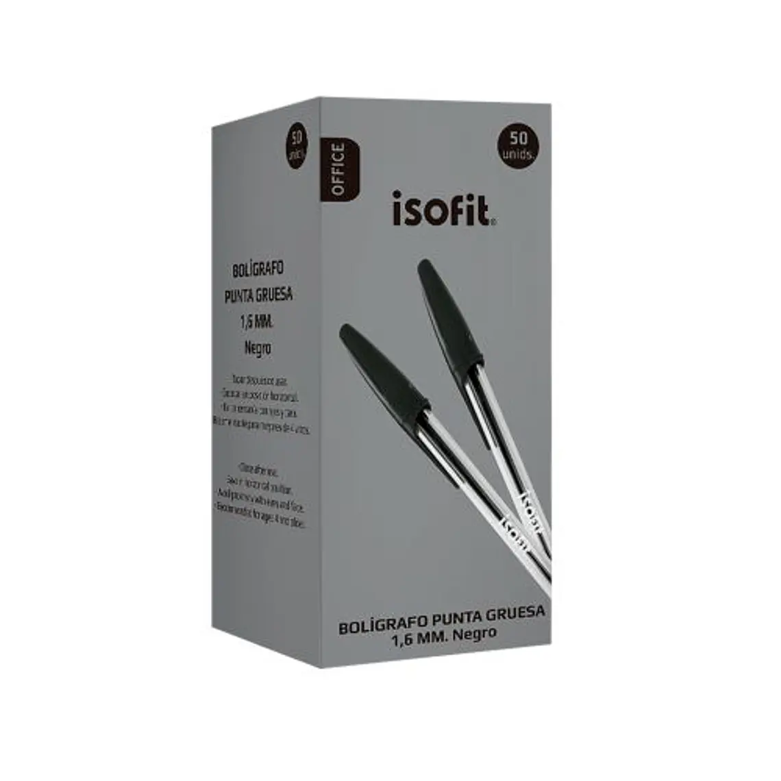 Boligrafo Isofit 1,6Mm Punta Gruesa Negro Caja 50 Und 1