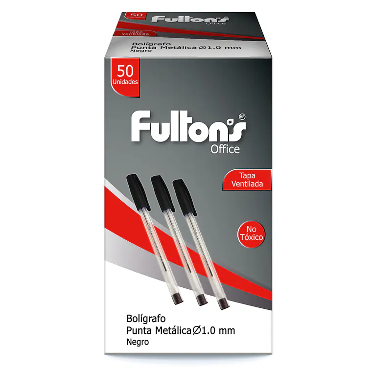 Boligrafo Lapiz Pasta Pta Med 1.0Mm Negr Cpo Trans Fultons 1