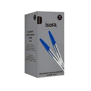 Boligrafo Isofit 1,6Mm Punta Gruesa Azul Caja 50Und