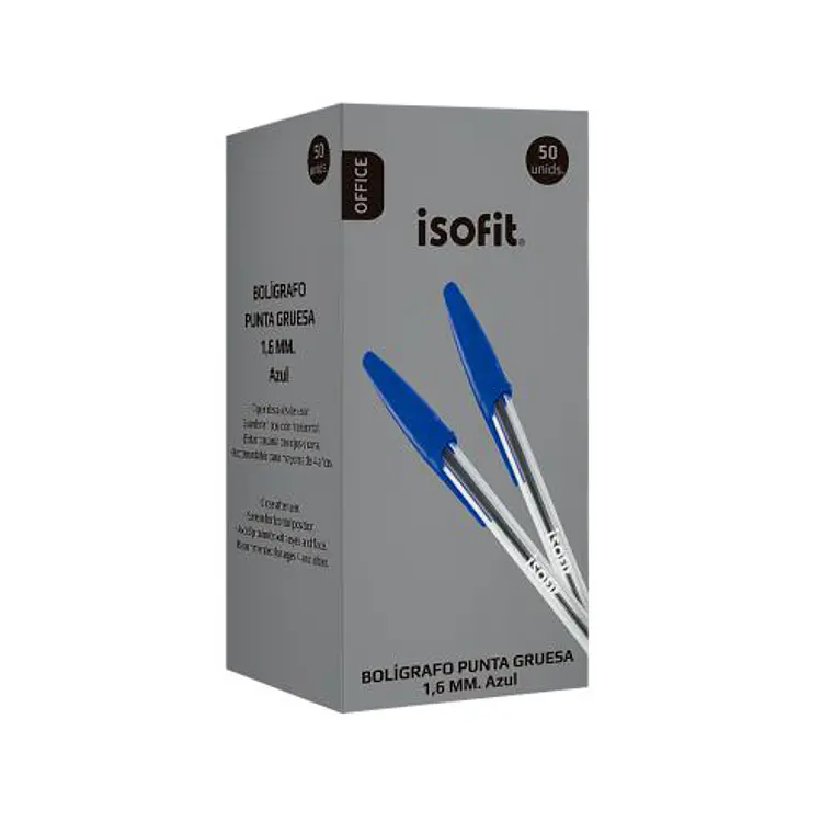 Boligrafo Isofit 1,6Mm Punta Gruesa Azul Caja 50Und 1