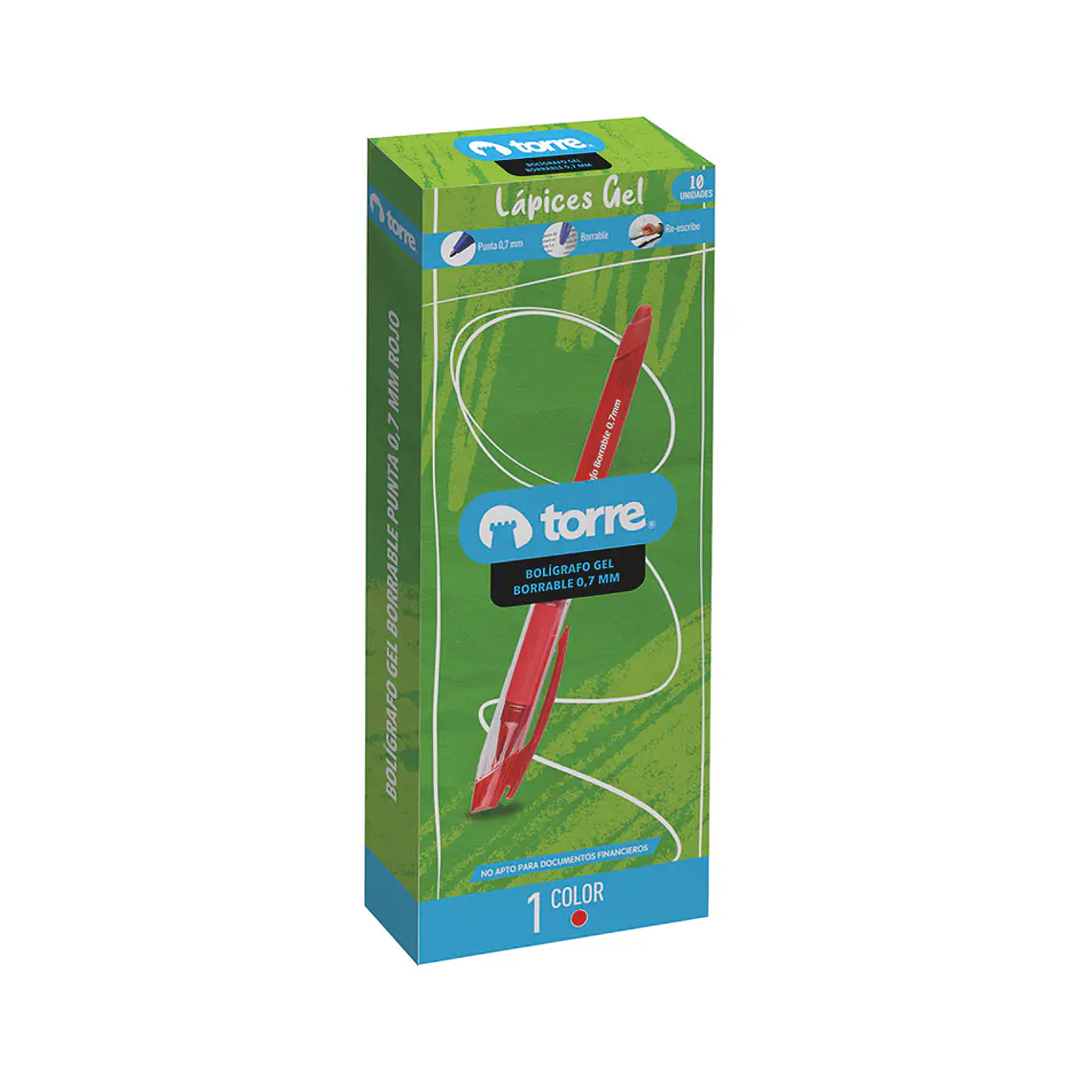 Bolígrafo Gel Borrable Rojo 0.7  Torre 1