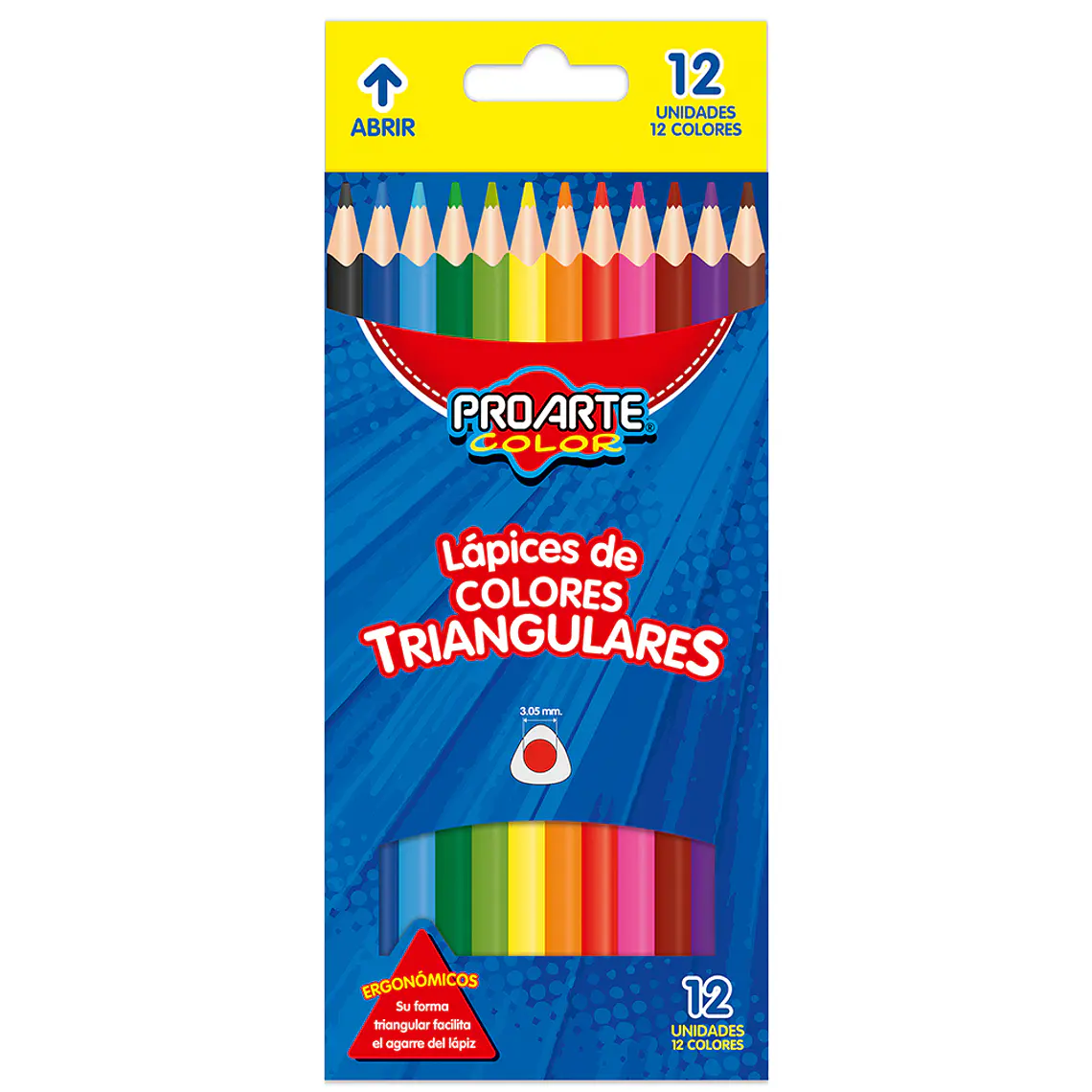 Lapices De Color Proarte Triang.12 Largos 1