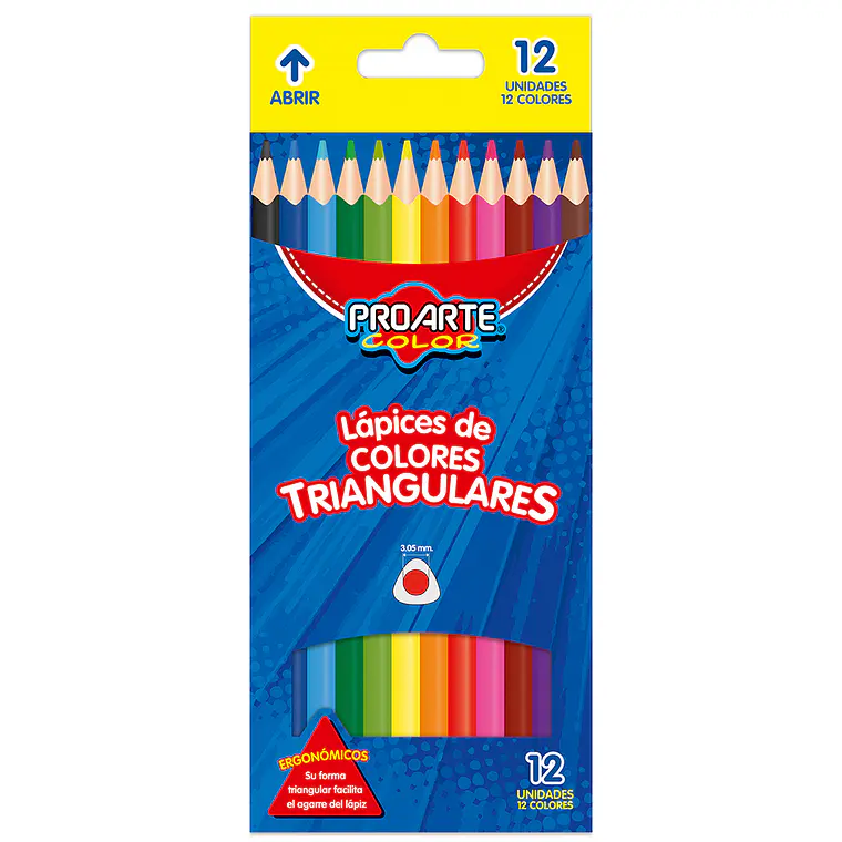 Lapices De Color Proarte Triang.12 Largos 1