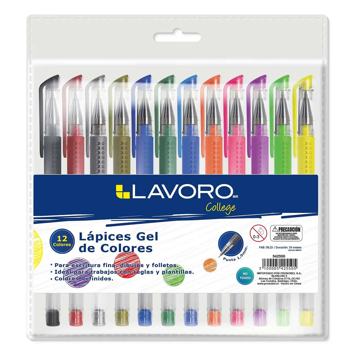 Lapices Gel 12 Colores Lavoro 1