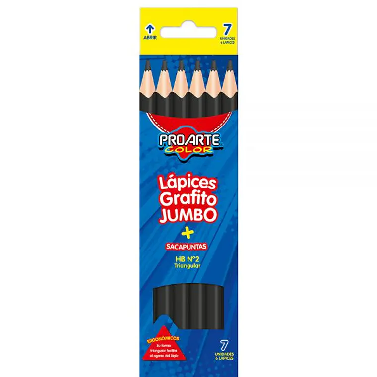 Lapices Grafito Triangul.No2 Hb Jumbo C/6 Uni Proarte 1