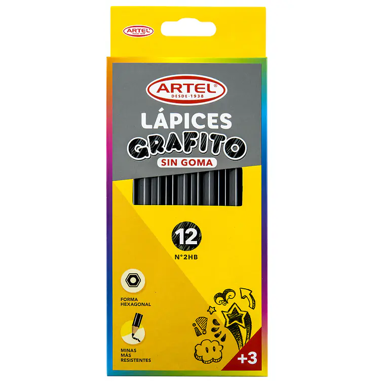 Lápiz Grafito Artel Hb N°2 Hexagonal S/Goma Cjx12Unid 1