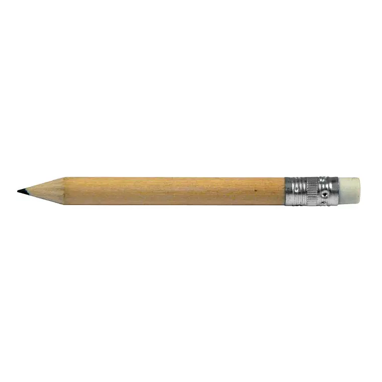 Lapiz Grafito Natural Corto Redondo Con Goma 1