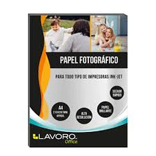 Papel Fotografico Glossy A4 180Grs 20Hj Lavoro