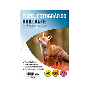 Papel Fotografico Inkjet - A4 Brillante 180 Gr 20 Hojas