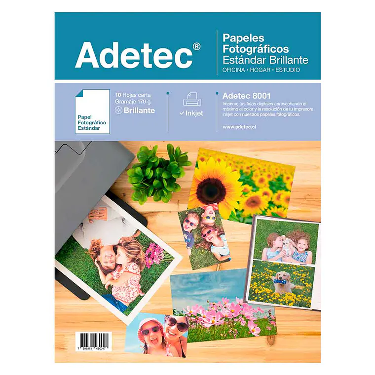 Papel Fotografico Inkjet Adetec -Carta Brillante 170 Gr 10Hj 1