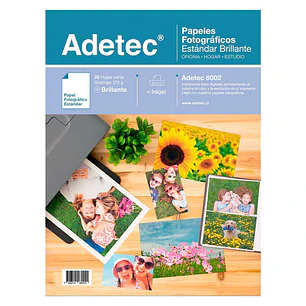 Papel Fotografico Inkjet Adetec Carta Brillante 170Grs 20 Hj