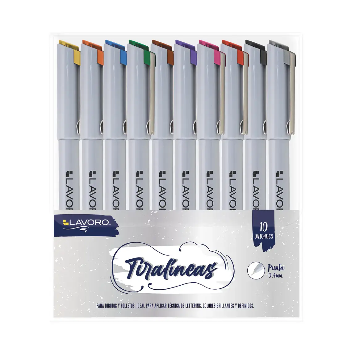 Tiralineas Set 10 Unidades Colores. 0.4M Lavoro 1