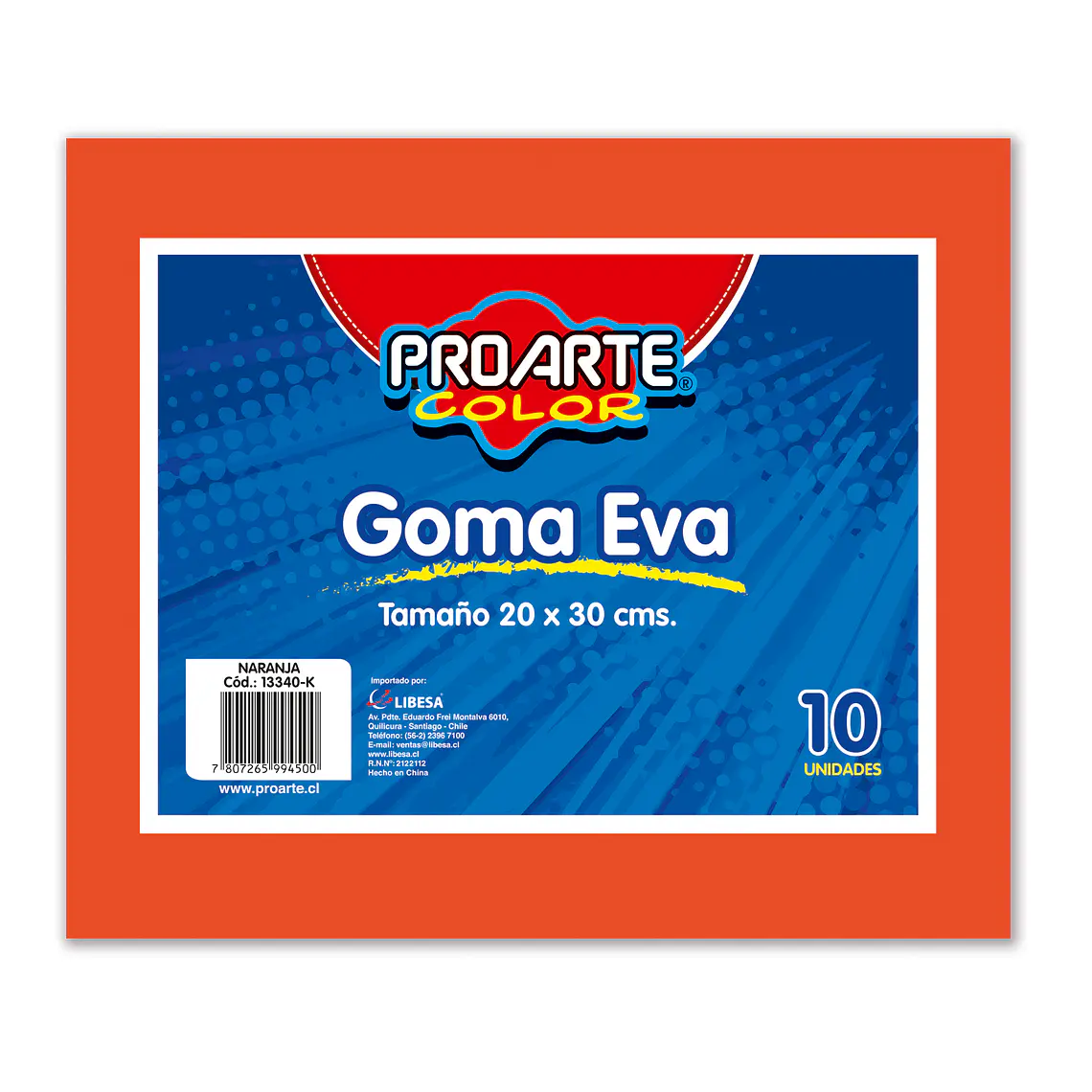 Goma Eva Proarte 20X30Cm Naranja 10 Pliegos 1