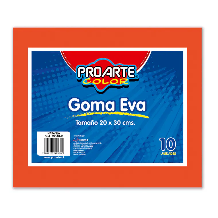 Goma Eva Proarte 20X30Cm Naranja 10 Pliegos 1