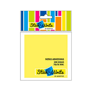 Notas Adhesivas 76X76Mm -100Hj- Amarillo Stick & Write                          