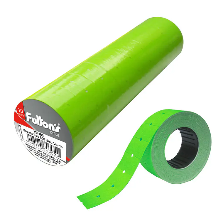 Etiqueta Sato Verde Neon 500Un 10 Roll Fultons 1