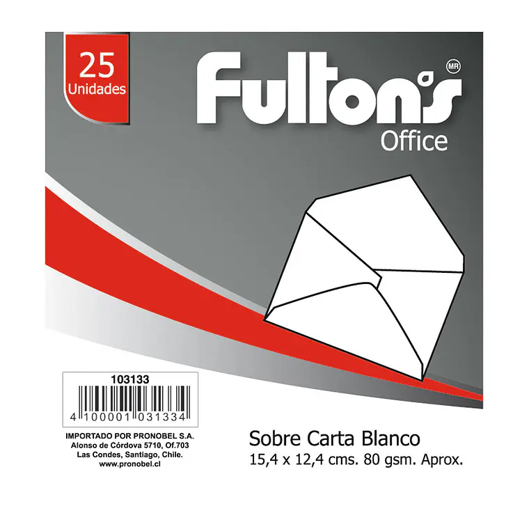 Sobre Carta Blanco 80Gr 25Un Fultons 1