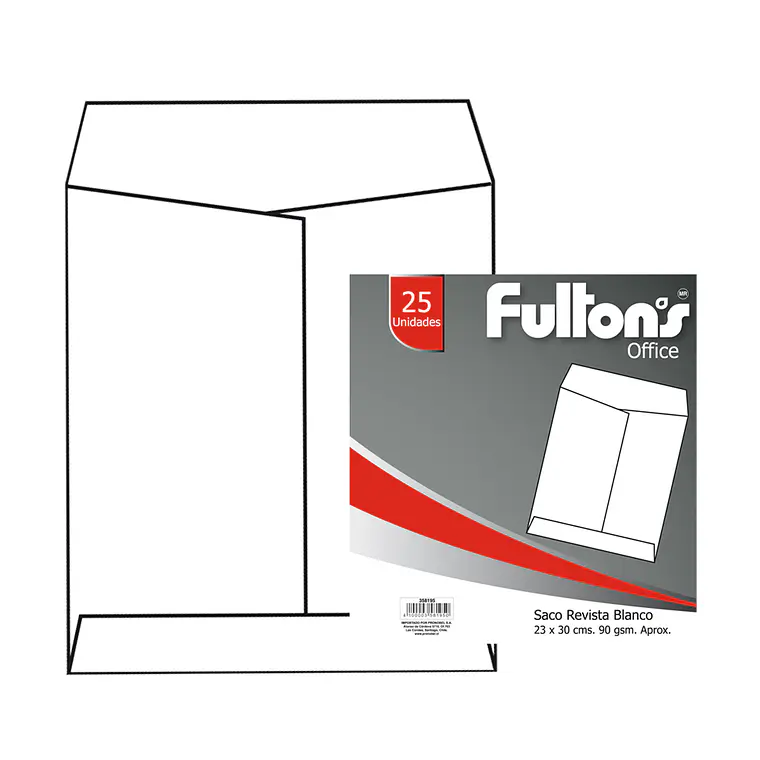 Sobre Saco Revista Blanco 90Gr 25Un Fultons 1